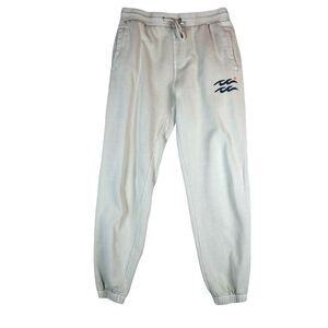 Billabong Sweatpants Small Off-White Surf Joggers Logo Elastic Waist